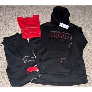PUMA Boys' Core Logo Sweatshirt , Jogger Pants &  Shirt‎ Size Large